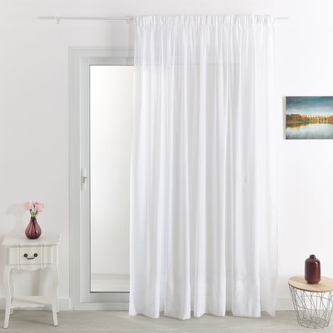 Homemaison – Rideau voilage poly-lin bas plombé 240x240 cm – Tissé en France – Galon fronceur pour tringle rail ou crochets – Chute élégante et fluide (1/2)
