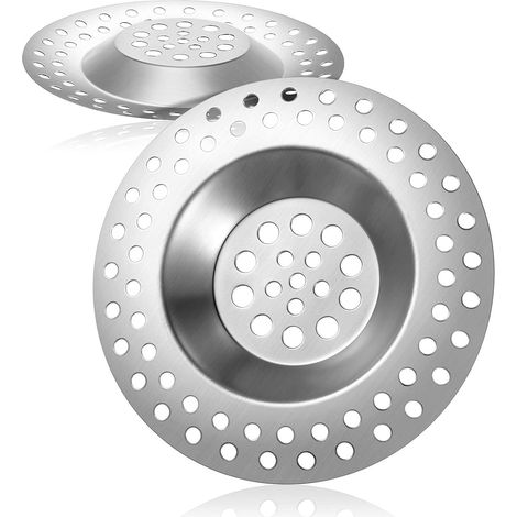 Bouchon de bonde d'évier en acier inoxydable, protection de bonde de douche, filtre à cheveux en métal, bouchon d'évier et de baignoire, 7,5 cm, 1 pièce (1/5)