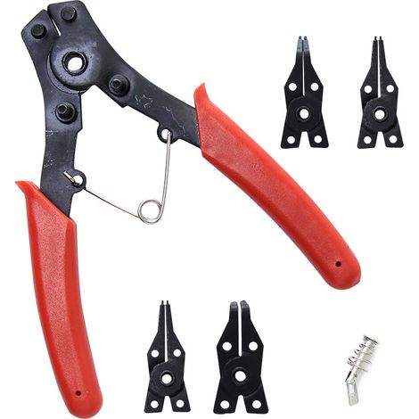 Pince à circlips 4 en 1 pour l'intérieur et l'extérieur, avec 4 embouts interchangeables pour la pose et le retrait des circlips, 12,7 cm (5 pouces), rouge-AquaForge (1/5)