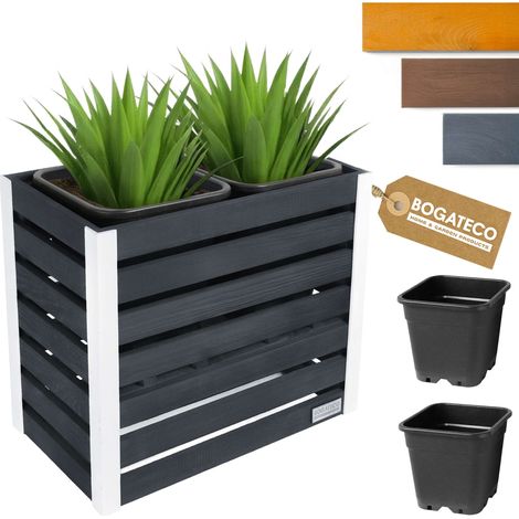 Jardinière Bois Bogateco 57x68x36 cm avec Bac Anthracite (1/5)
