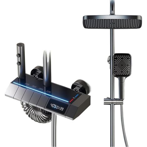 Ensemble de douche mitigeur thermostatique intelli Atmosphère LED ensemble de douche numérique salle de bains mélangeur chaud et froid système de douche thermostatique baignoire montage mural SPA plui (1/5)