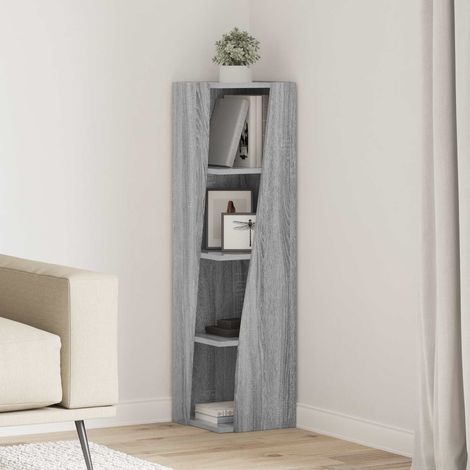 Meuble d’angle à 4 étagères en bois d’ingénierie gris Sonoma 27,5 x 27 x 102 cm - PANGIVO (1/5)