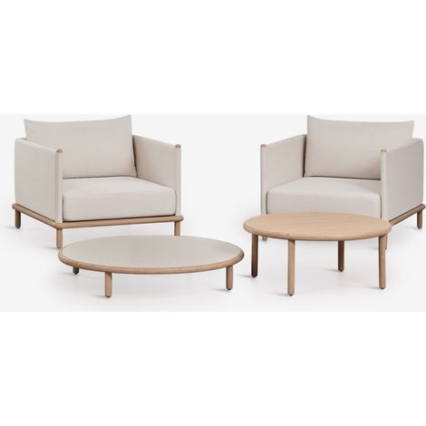 Set da salotto con 2 poltrone e 2 tavolini rotondi in legno di acacia Olivia SKLUM            