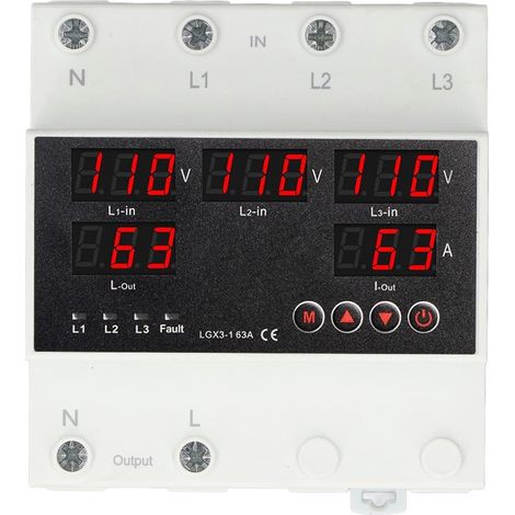 Commutateur de transfert automatique 63A 3P4W Écran LED Protecteur de tension réglable pour générateur domestique onduleur AC110V(110-300V Maximum 80-330V Min) (1/5)