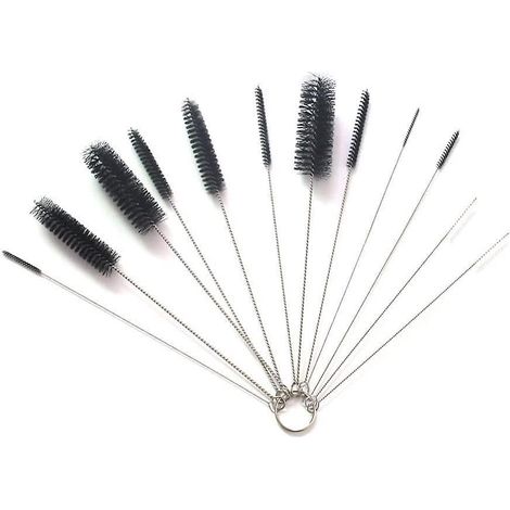 brosse De Nettoyage,12 Pack Goupillon Pour Cuisine Bouilloire Thire Spou Buse De Pistolet Tube Voiture Clavier Nylon 10 Blanc 200mm.(noir) (1/5)