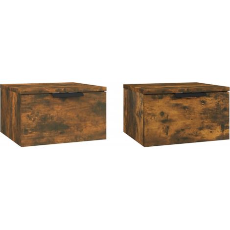 Wall-mounted Bedside Cabinets 2 pcs Smoked Oak 34x30x20 cm vidaXL