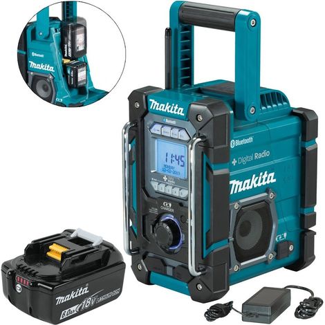 Makita DMR301 Digital DAB Built in Charger Site Radio DAB Bluetooth & 18v BL1860 (1/4)