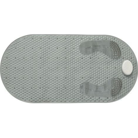 BRAVIX Tapis de Douche 40x80cm Tapis de Bain Antidérapant de Baignoire Tapis de Pied avec Pierre Ponce Amovible, avec Ventouses (Gris) (1/5)