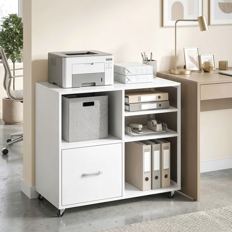 Mesa para impresora con ruedas y cajón para formato A4, ideal para el hogar y la oficina.