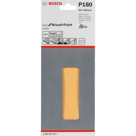 2608605229 - Sert 10 fogli abrasivi C470 , P180, 93 X 230mm , BEST for LEGNO+VERNICE