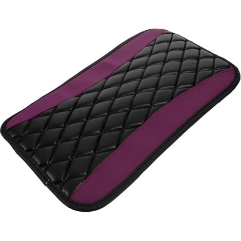 Housse d'accoudoir de voiture en cuir synthétique antidérapant pour console de voiture - Confortable toucher - Facile à installer - Violet (1/5)