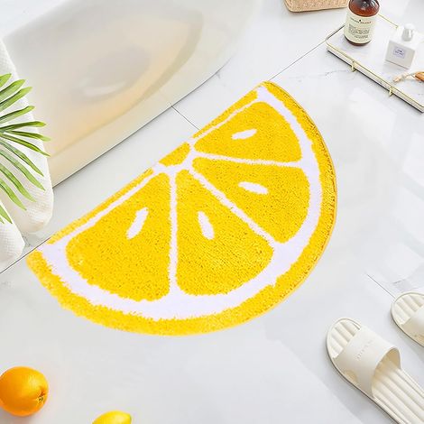 Badezimmerteppich, gelbe Früchte, Zitrone, Badematte, rutschfest, weich und wasserabsorbierend, Badteppich für Badezimmer, Dusche, Badewanne, Schlafzimmer, 80 x 50 cm (1/4)