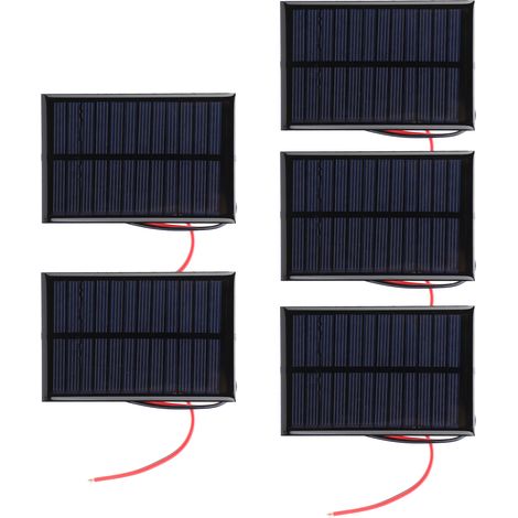 Lot de 5 mini panneaux solaires, cellules époxy, module d'alimentation, 30 cm, câbles rouge et noir, 6 V, 0,6 W (1/5)
