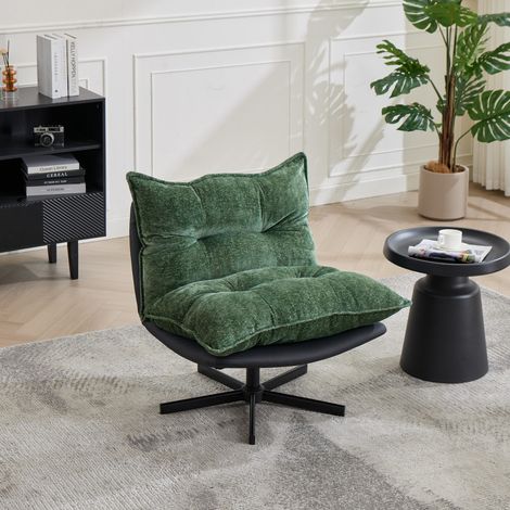 Fauteuil inclinable pivotant 360° dossier 3 positions (95°/110°/125°) similicuir motif pieds métal noir mousse mémoire vert 71-106x81x60-79cm (1/5)