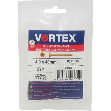 Vortex Woodscrews 6.0 x 180mm - Bag of 15 - Box of 75 (1/2)