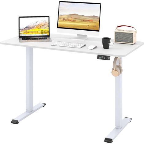 COSTWAY Bureau Assis Debout Électrique 120 x 60 cm, Bureau Réglable en Hauteur avec Fonction Mémoire et Système Anti-Collision, Panneau Intelligent, Poste de Travail pour Chambre, Salle d'Étude (1/5)
