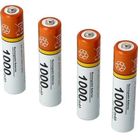 vhbw 4x AAA Micro Battery compatible with METZ Mecablitz 15 MS-1 digital Camera Flash Unit (1000mAh, 1.2 V, NiMH) (1/5)