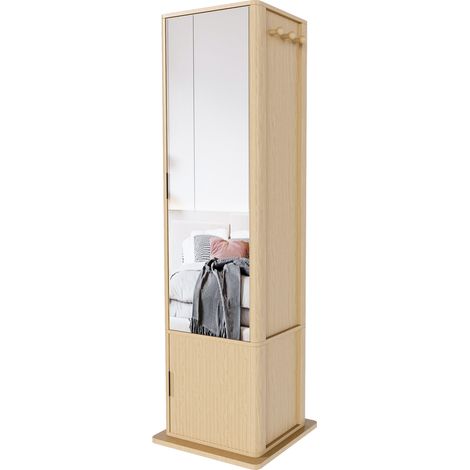 Armario joyero giratorio 360° con espejo de cuerpo entero 4 en 1 MDF efecto roble MODENUIT (1/5)