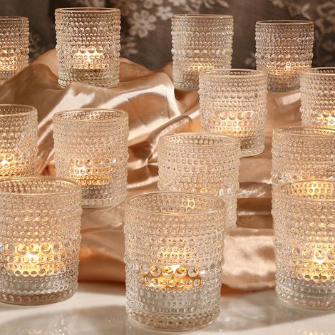 Lot de 36 photophores en Verre pour décoration de Table, fête prénatale, fête d'anniversaire, décoration d'intérieur (1/5)