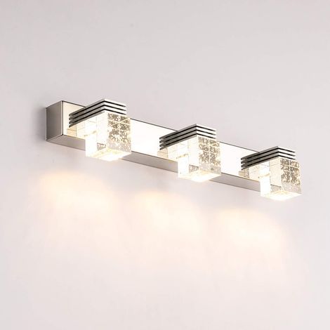 Applique Murale Moderne à LED 9 W, Blanc Chaud, en Cristal, pour Salle de Bain, Armoire, Miroir, 3 Lampes (1/5)