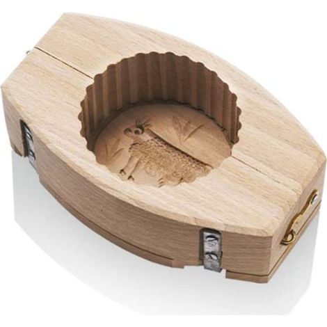 La Bonne Graine BAR103 - Stampo Rotondo in Legno per Burro, con scanalature, Motivo: Mucca, 125 g (1/2)