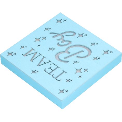 Holzdekoration für die 100-Tage-Babyparty, LED-beleuchtetes Ornament für Babyparty oder Gender Reveal, hellblaues Kunsthandwerk (Modell: JM00903, batterielos) (1/5)
