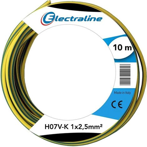 Electraline 15171 Cavo Unipolare N07V-K, Sezione 1x2.5 mm, 10 mt, Verde/Giallo
