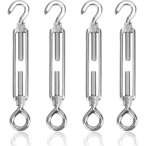 Tendeur de câble M6 réglable en acier inoxydable avec œillet, tendeur élastique avec crochet, lot de 4 (1/5)