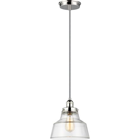 Sospensione Contemporanea Baskin Vetro Nichel Lucido 1 Luce E27 D25,4Cm (1/4)