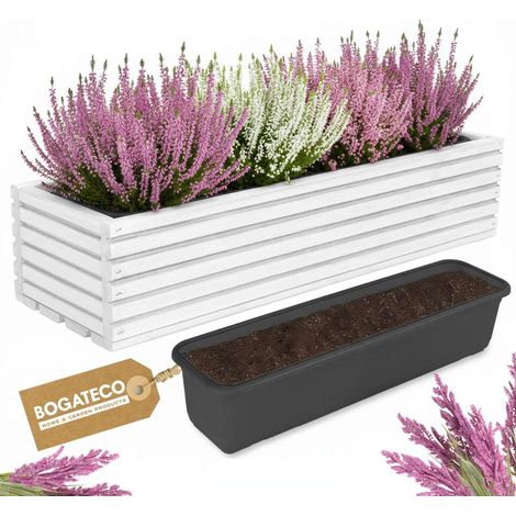 Jardinière Bois Bogateco 64x20x14 cm avec Bac Blanc (1/5)