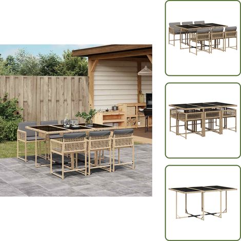 Ensemble à manger de jardin coussins 7 pcs mélange beige rotin - Ensemble De Salle À Manger De Jardin - Ensembles De Salle À Manger De Jardin - Ensemble De Salle À Manger D'extérieur - Ensemble De Sal (1/5)