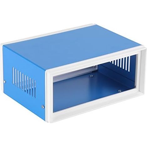 Boîtier de projet de boîtier en métal bleu 170 130 80mm, boîte de jonction de bricolage pour boîtier de commande applicable à l'intérieur, armoire, boîte à instruments de distribution (1/5)
