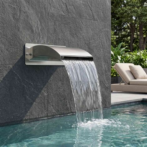 vidaXL Cascata da Piscina con Luce LED Acciaio Inox 304 30 x 9 x 26 cm (1/5)