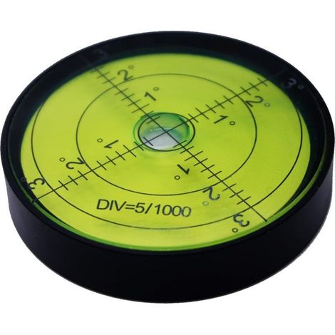 Niveau à bulle horizontal haute précision en aluminium, outil circulaire rond de 6,1 cm (2,4 pouces) et 60 mm (noir, vert) (1/3)