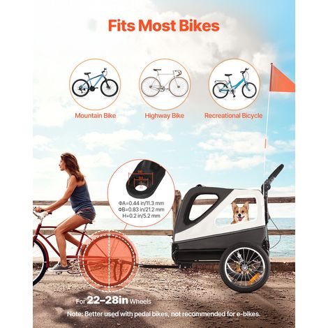 Remorque vélo pour chien, charge 45 kg, poussette d'animaux de compagnie 2 en 1, cadre pliable facile avec roue à dégagement rapide… (1/5)