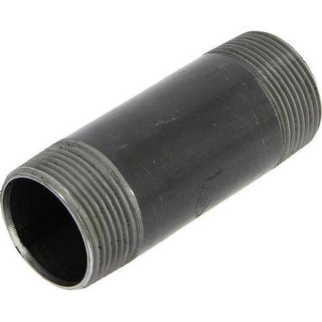 Virfollet – Raccord de robinetterie mâle 1"1/4 – Filetage conique – Acier noir – Longueur 100mm – Pour installation étanche