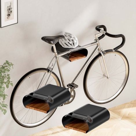 2 Porte-Vélos - Support Mural Moderne et élégant en bois : 25kg (1/5)