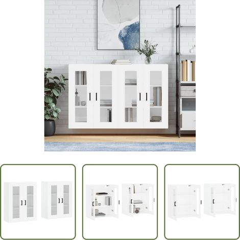vidaXL Glas - Wandschränke 2 Stk. Weiß Holzwerkstoff (1/5)