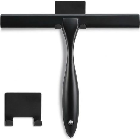 Raclette de Douche Multi-usages en Acier Inoxydable pour Salle de Bain, Portes de Douche, miroirs, Carreaux et fenêtres de Voiture – 25,4 cm Noir Mat (1/5)