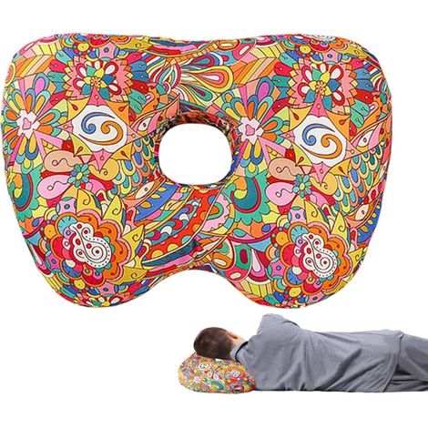 Coussin de soin post-piercing en forme de O - Support cervical ergonomique pour les personnes dormant sur le côté, aide orthopédique à la cicatrisation des piercings aux oreilles, au nez et au visage- (1/5)