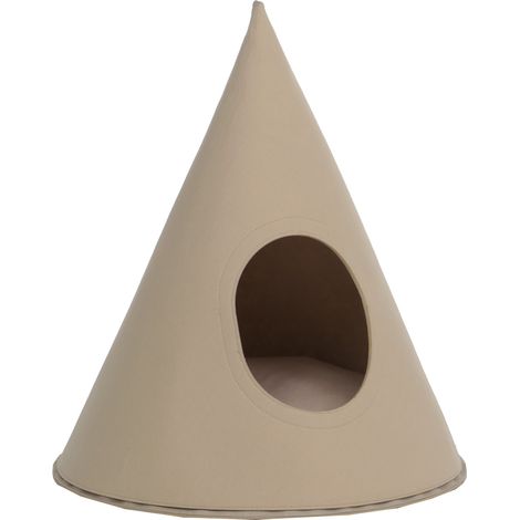 Tierbett HHG-793 für Hunde/Katzen, Katzenkörbchen Hundekorb Kegel, Stoff (260g/m²) Filz 60x53x53cm beige (1/5)