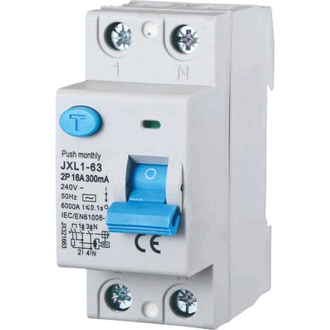 gloca Pure Differentialschalter, lebensrettend, 2P, 16 A, 300 mA, 220 V, 6 kA, 2 DIN-Module