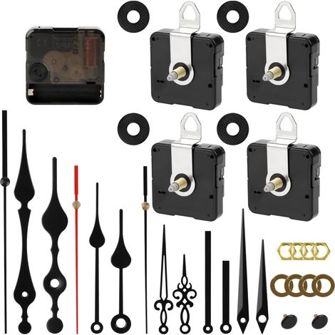Mécanisme Horloge Murale Quartz Silencieux, Kit Mouvement d’Horloge avec Aiguilles Axe Long et Court, Réparation Bricolage Horloge
