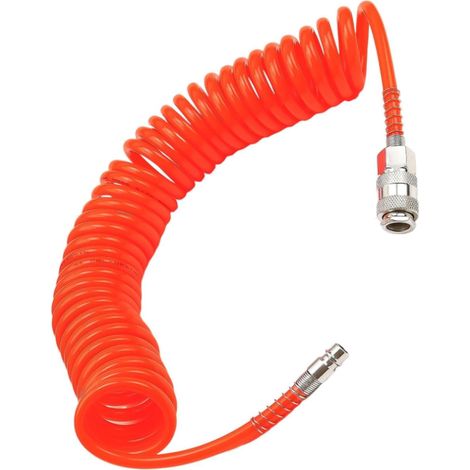 Tubo flessibile per aria compressa arancione da 6 metri (tubo in PU), dotato di raccordo rapido da 1/4 di pollice, diametro 5×8 mm, adatto per compressori d'aria. (1/5)