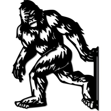 1 Piquet de jardin Bigfoot, silhouette en métal noir, décoration extérieure pour arbre, mur et clôture (1/5)