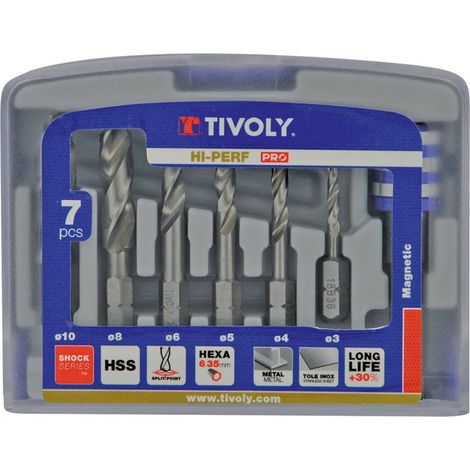 Coffret de 6 forets HSS queue hexagonale 1/4" 11437070002 - TIVOLY (1/2)