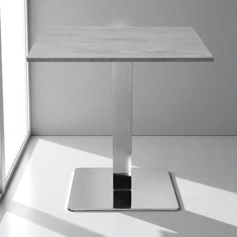 Tavolo bar pub ristorante 80x80 cm base argento e piano laminato Cemento H 75 (1/5)