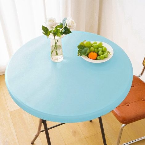 1 tovaglia rotonda impermeabile per tavolini da esterno, tovaglia in vinile per patio, 60 cm, azzurro cielo (1/5)