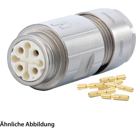 HUMMEL SET inkl. Kontakte M16 Kupplungssteckverbinder, Crimpeinsatz gerade Polzahl 15-pol. 3+12, Buchse Kabelabgang gerade, Klemmbereich 3,0mm - 6,0mm - 1 Stück