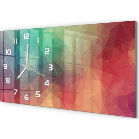 Horloge Murale Panoramique 60x30 cm en Verre Trempé Silencieuse Design Moderne Arrière-plan géométrique (1/5)